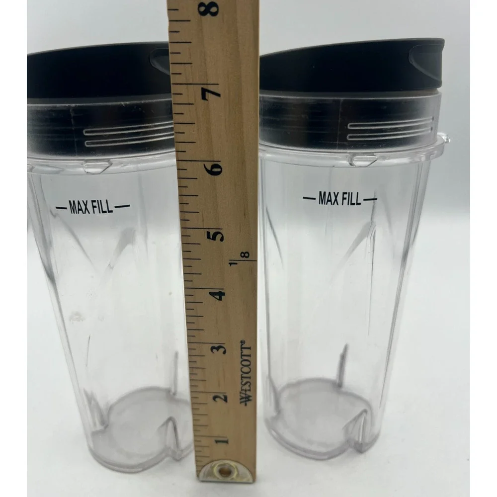 Ninja Blender Single Serve Cups with Sip Lids Clear Replacement Lot of 2